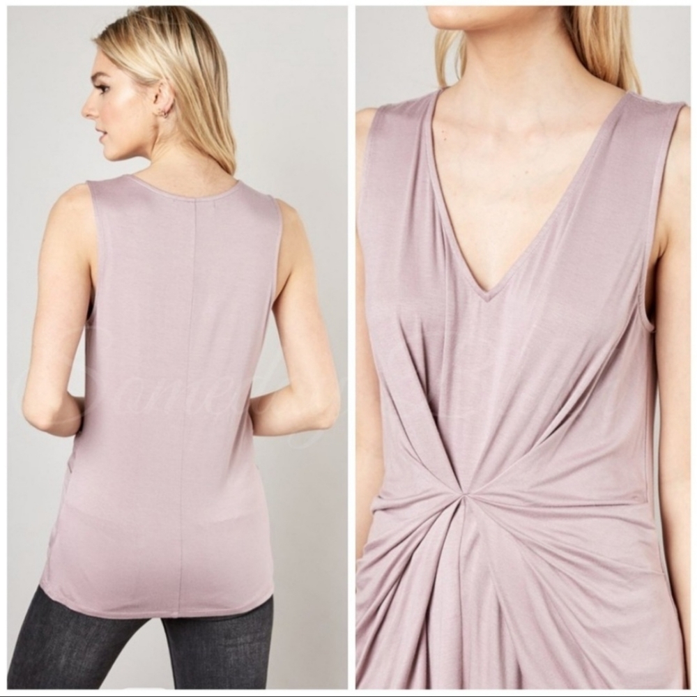NWT Mauve twisted front sleeveless v-neck top